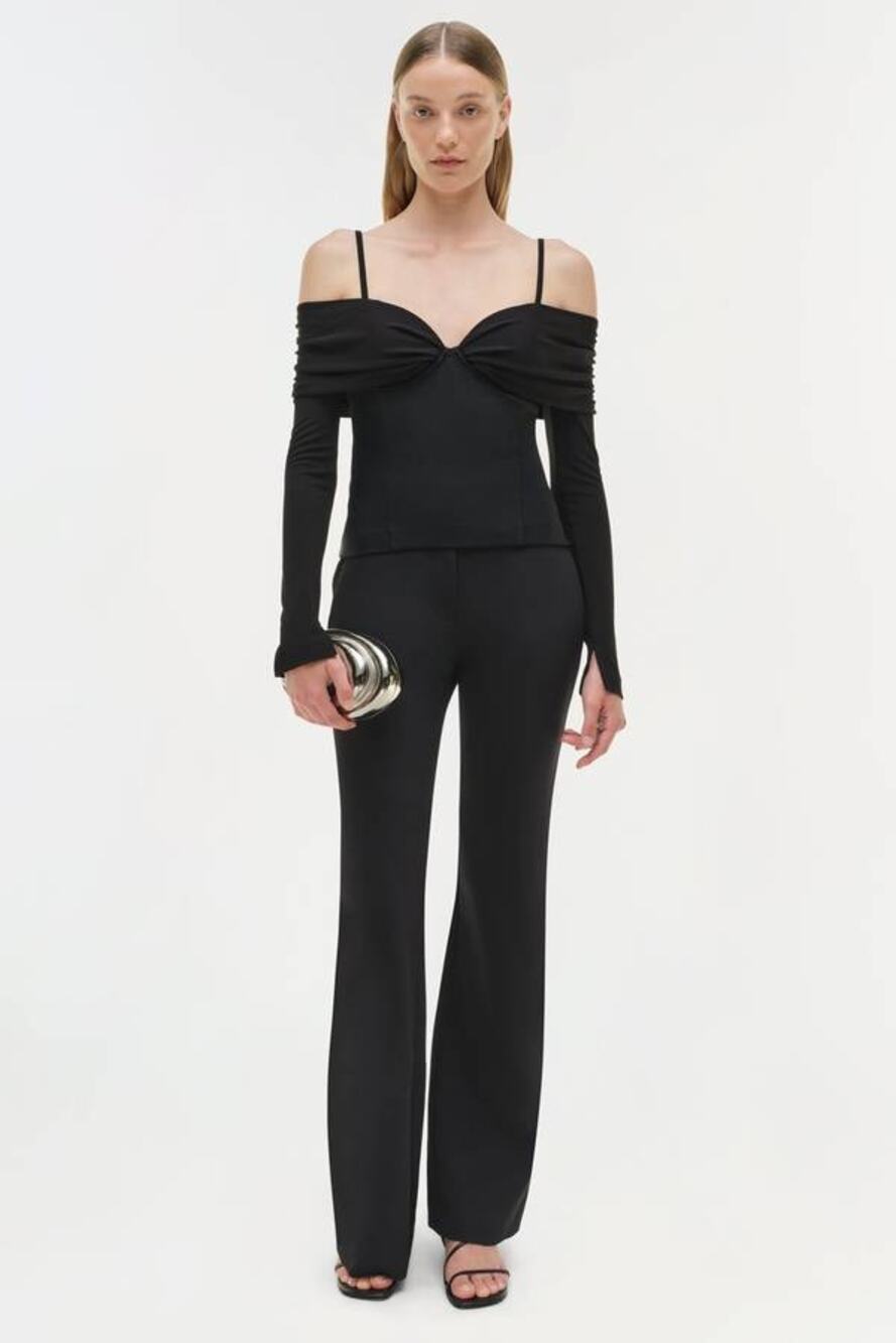 Simkhai Hazel Off Shoulder Long Sleeve Top in Black S